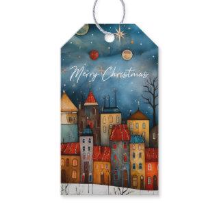 COLORFUL NORDIC CHRISTMAS VILLAGE GIFT TAGS