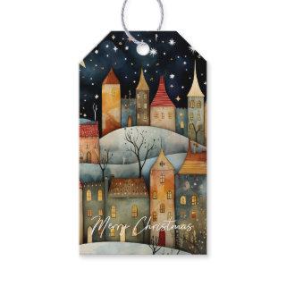 COLORFUL NORDIC CHRISTMAS VILLAGE GIFT TAGS