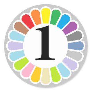 colorful number 1 sticker