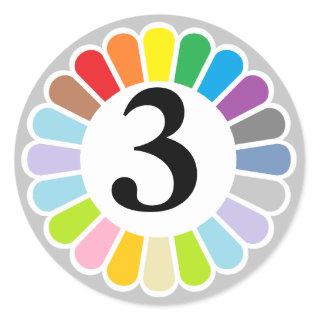 colorful number 3 sticker