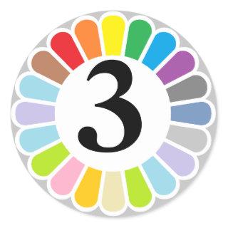 colorful number 3 sticker