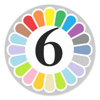 colorful number  6 sticker