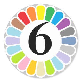 colorful number  6 sticker