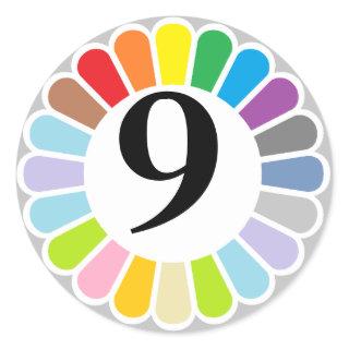 colorful number 9 sticker