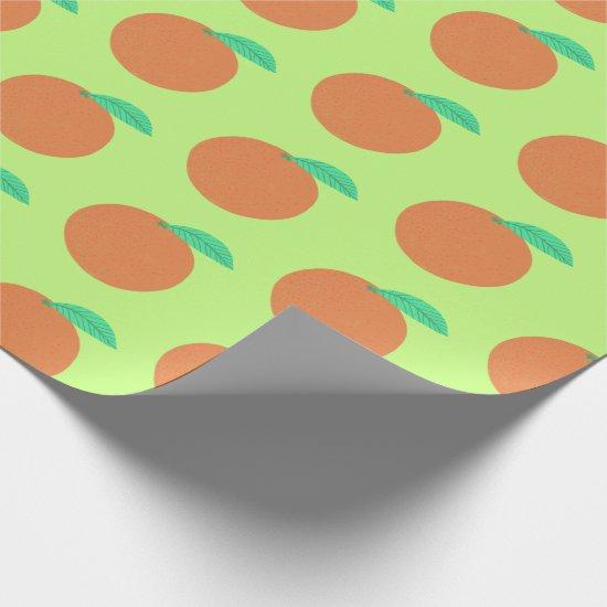 Colorful Oranges Fruity Fun Citrus Pattern Green