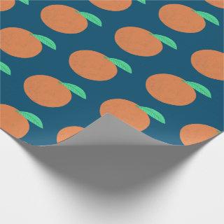 Colorful Oranges Fruity Fun Citrus Pattern Navy