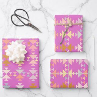 Colorful Organic Geometric Shapes on Magenta   Sheets