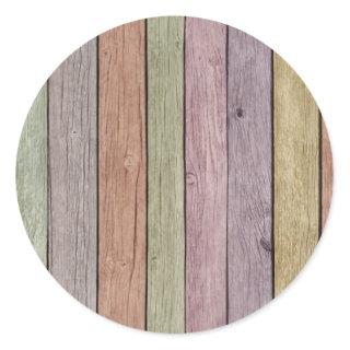 Colorful Painted Weathered Wood Classic Round Sticker
