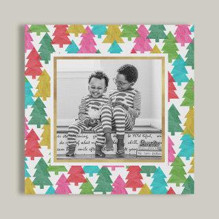 Colorful Paper Christmas Trees Photo  Faux Canvas