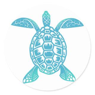 Colorful pastel rainbow sea turtle classic round sticker