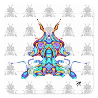 Colorful pattern (pareidolia) - Space parrot v2 Square Sticker
