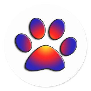 COLORFUL PAW CLASSIC ROUND STICKER