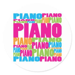 Colorful Piano Classic Round Sticker
