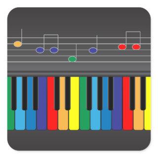 Colorful piano keyboard square sticker