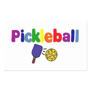 Colorful Pickleball Art Design Rectangular Sticker