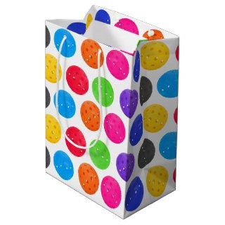 Colorful Pickleball on White Medium Gift Bag
