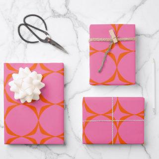Colorful Pink and Orange Retro Mid Mod Pattern  Sheets