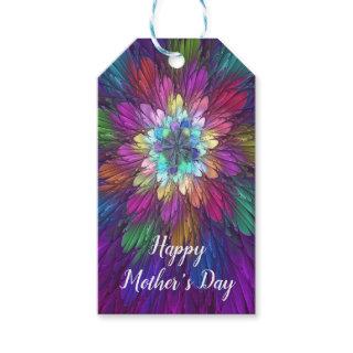Colorful Psychedelic Flower Abstract Fractal Art Gift Tags