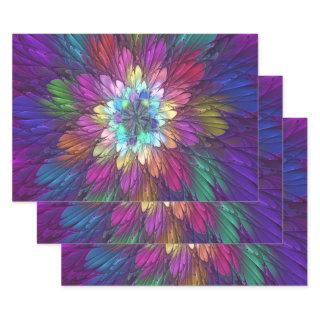 Colorful Psychedelic Flower Abstract Fractal Art  Sheets