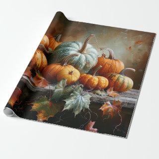 Colorful Pumpkins and Leaves Vintage Decoupage