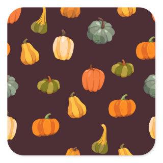 Colorful Pumpkins: Dark Autumn Elegance. Square Sticker