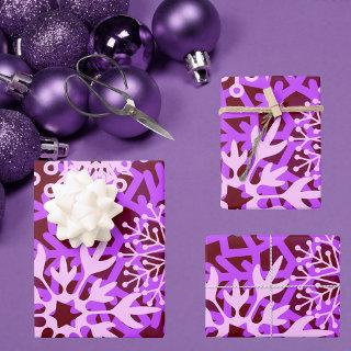 Colorful Purple Abstract Snowflake Pattern  Sheets