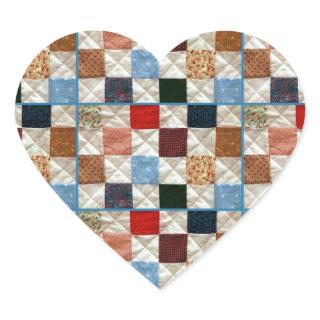 Colorful quilt squares pattern heart sticker