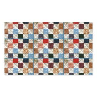 Colorful quilt squares pattern rectangular sticker