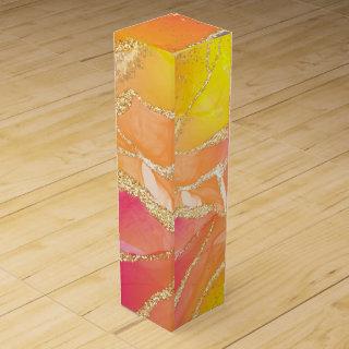Colorful Rainbow Agate Pink and Orange and Green Wine Box