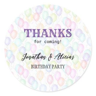 Colorful Rainbow Balloon Joint Birthday Party  Classic Round Sticker