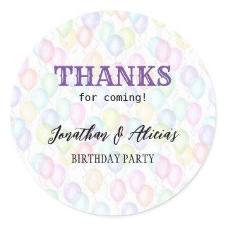 Colorful Rainbow Balloon Joint Birthday Party  Classic Round Sticker