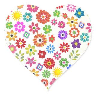 Colorful rainbow flower any occasion heart sticker
