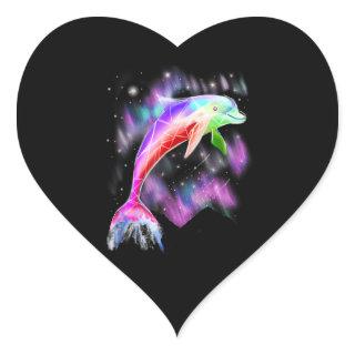 colorful rainbow pink dolphin ocean galaxy space . heart sticker