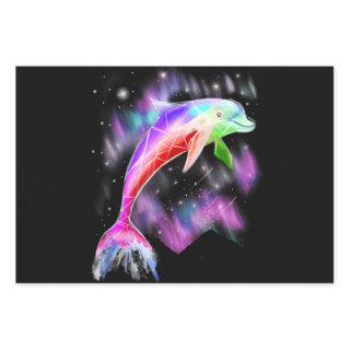 colorful rainbow pink dolphin ocean galaxy space .  sheets