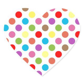 Colorful rainbow polka dots pattern heart sticker