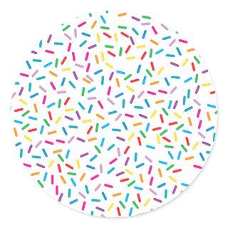 Colorful Rainbow Sprinkles Pattern Classic Round Sticker