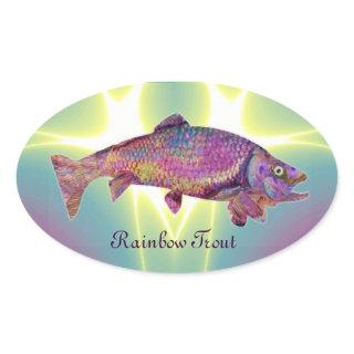 COLORFUL RAINBOW TROUT OVAL STICKER