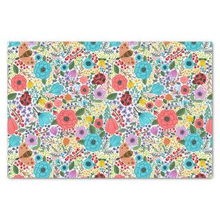 Colorful Red Blue Wild Flowers and Ladybugs Tissue Paper