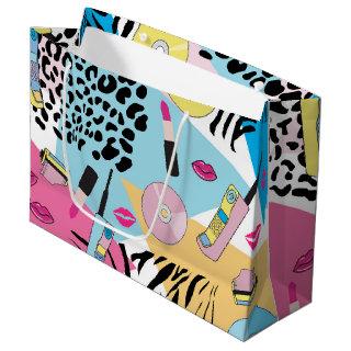 Colorful Retro 1990's Nineties Pattern Large Gift Bag