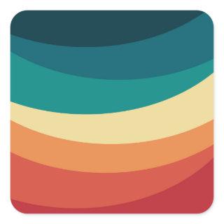 Colorful retro style curves design square sticker