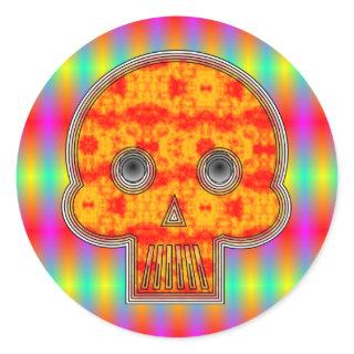 Colorful Robot Skull Classic Round Sticker