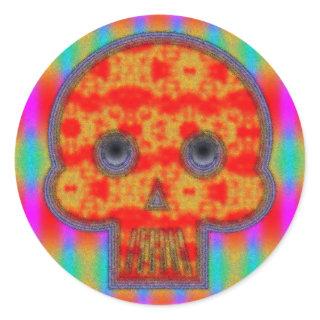 Colorful Robot Skull Painting Classic Round Sticker