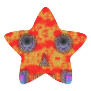 Colorful Robot Skull Painting Star Sticker