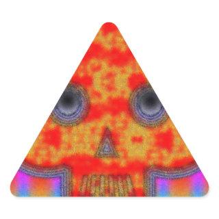 Colorful Robot Skull Painting Triangle Sticker