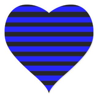 Colorful Royal Blue and Black Striped Pattern Heart Sticker