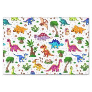 Colorful Seamless Pattern Jurassic Dinosaur Tissue Paper