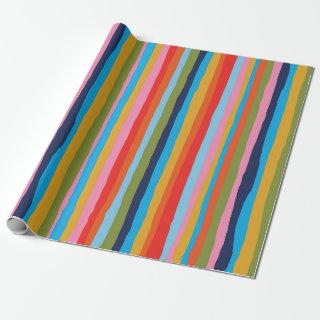Colorful Serrate Stripes Painted Boho Pattern