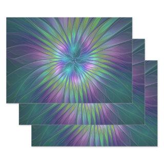 Colorful Shiny Fantasy Flower Abstract Fractal Art  Sheets