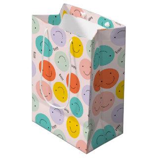 Colorful Smiling Happy Face Pattern Medium Gift Bag