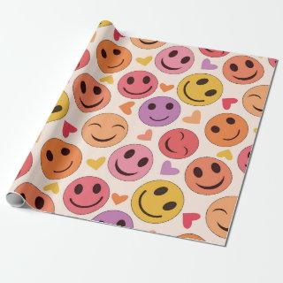 Colorful Smiling Happy faces with hearts